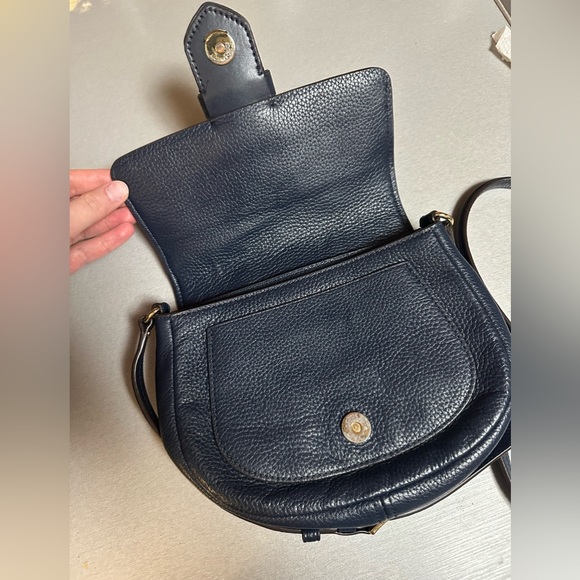 Michael Kors Navy Blue and Gold Crossbody Leather Buckle Bag - Picture 4 of 4